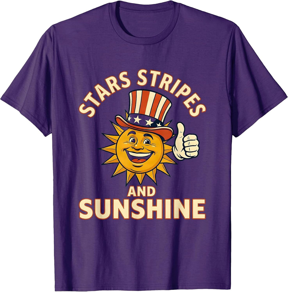 Stars Stripes and Sunshine USA Patriotic Design T-Shirt - Purple