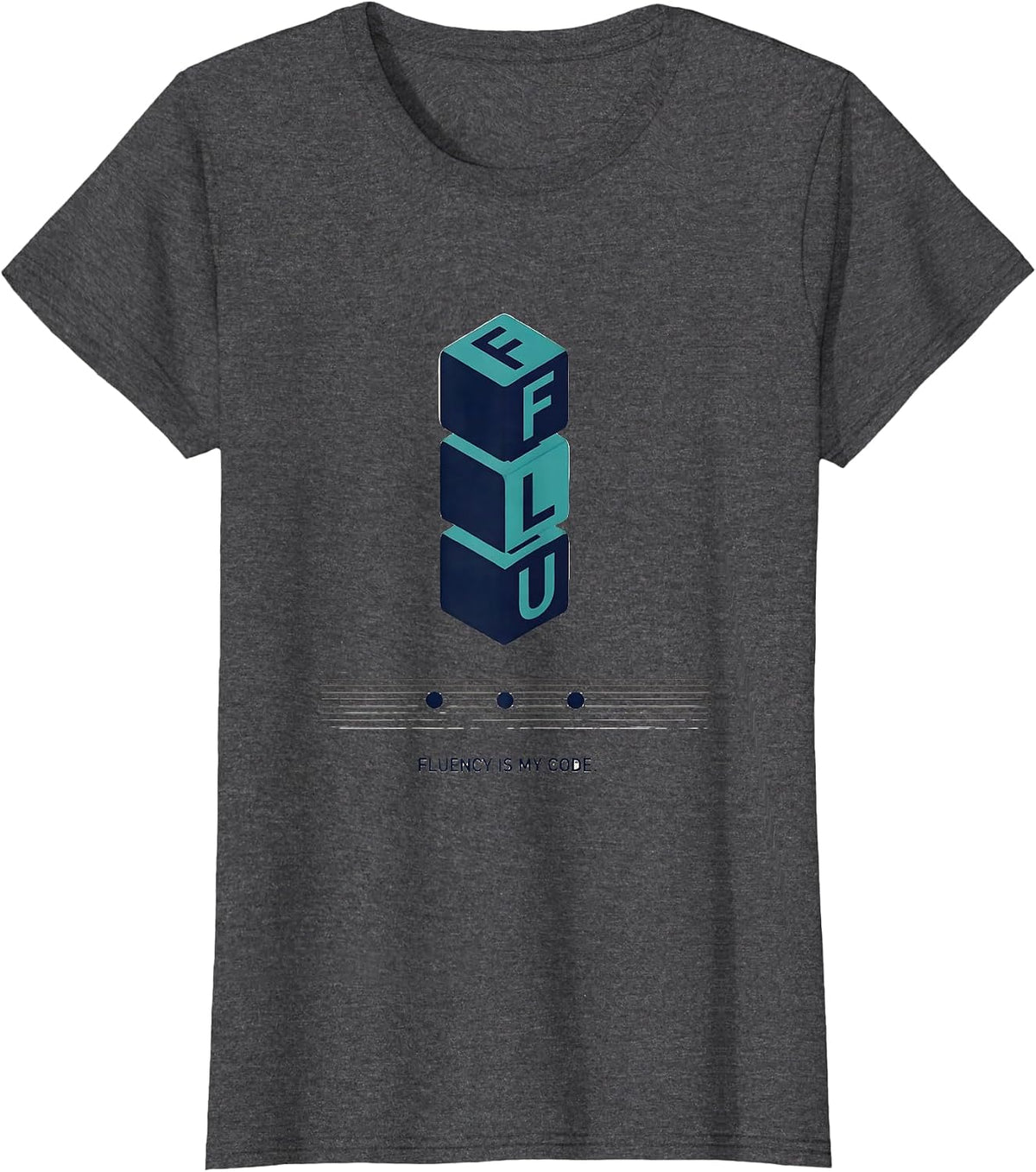 Women's Fluency Is My Code Minimalist Reading Teacher Literacy Humor T-Shirt - Dark Heather Grey