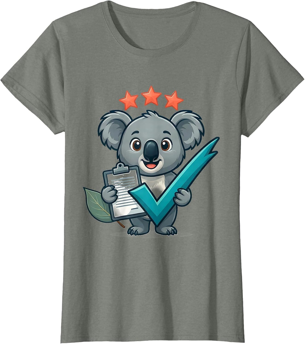 Koala Quality Inspector Cute Animal Lover Gift T-Shirt - Olive Heather