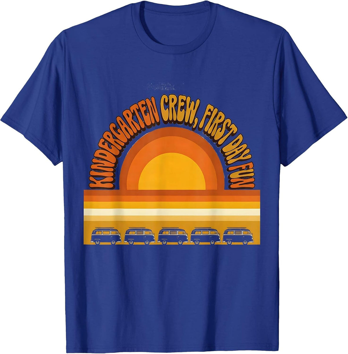 Men's Kindergarten Crew First Day Fun Retro 70s Back To School T-Shirt - Royal Blue