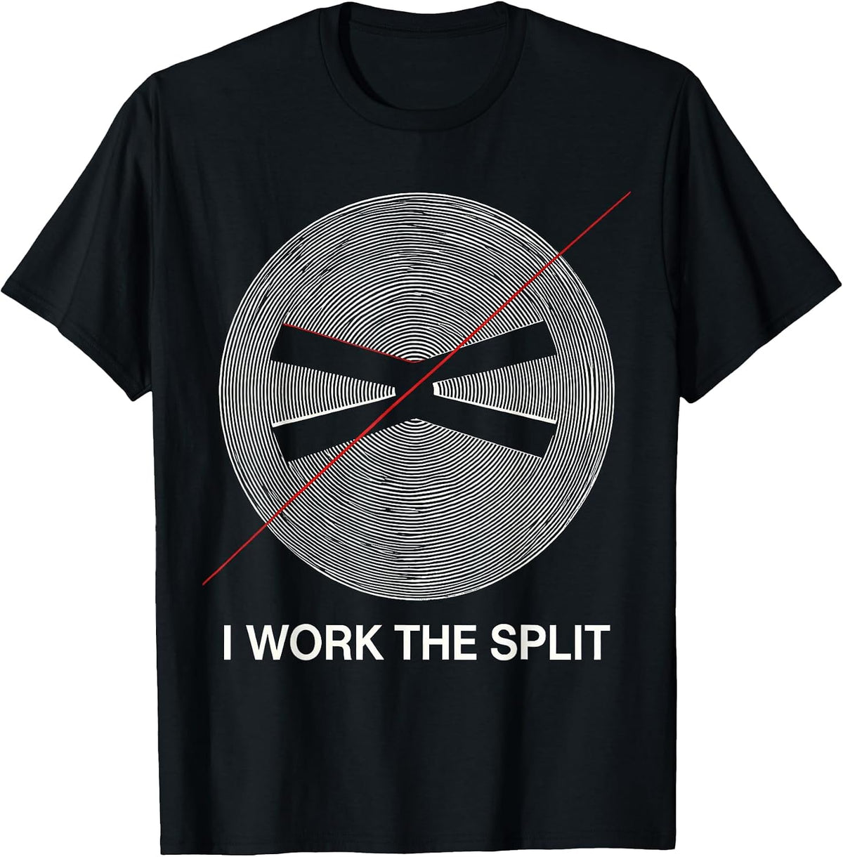 Men's I Work The Split Op Art Moire Ham Radio Operator Hobby Humor T-Shirt - Black
