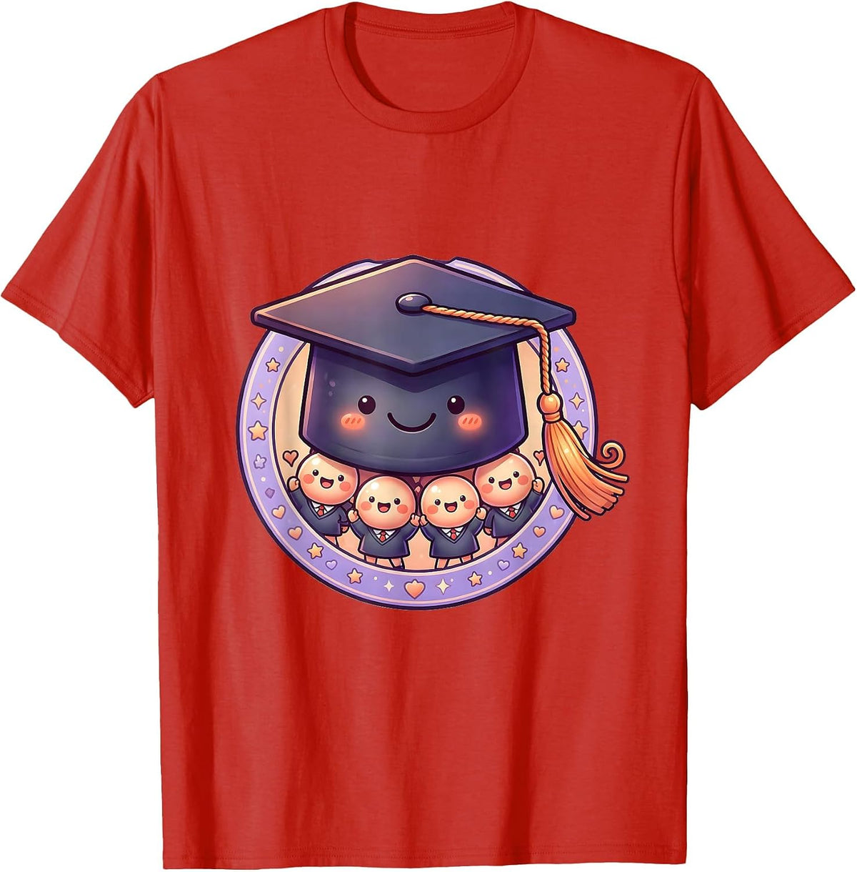 Men's 4th Grade Teacher Graduation Cap Students Gift T-Shirt - Red