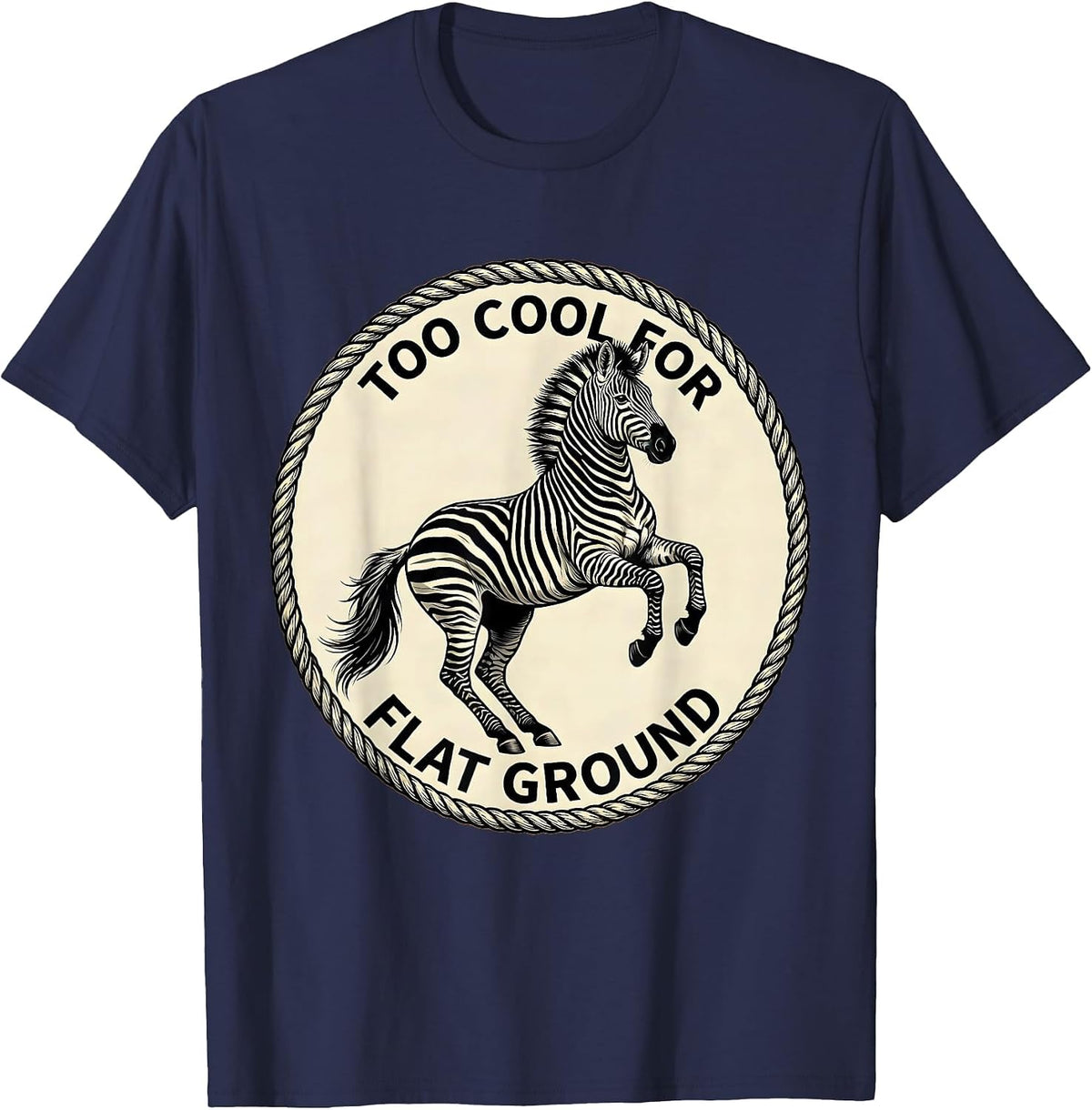 Men's Too Cool For Flat Ground Horse Riding Design T-Shirt - Navy Blue