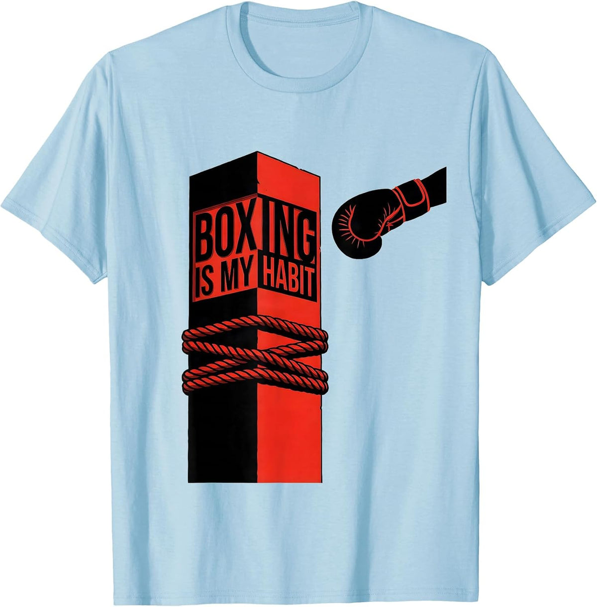 Men's Boxing Is My Habit Minimalist Boxing Fan Trainer Gift T-Shirt - Baby Blue