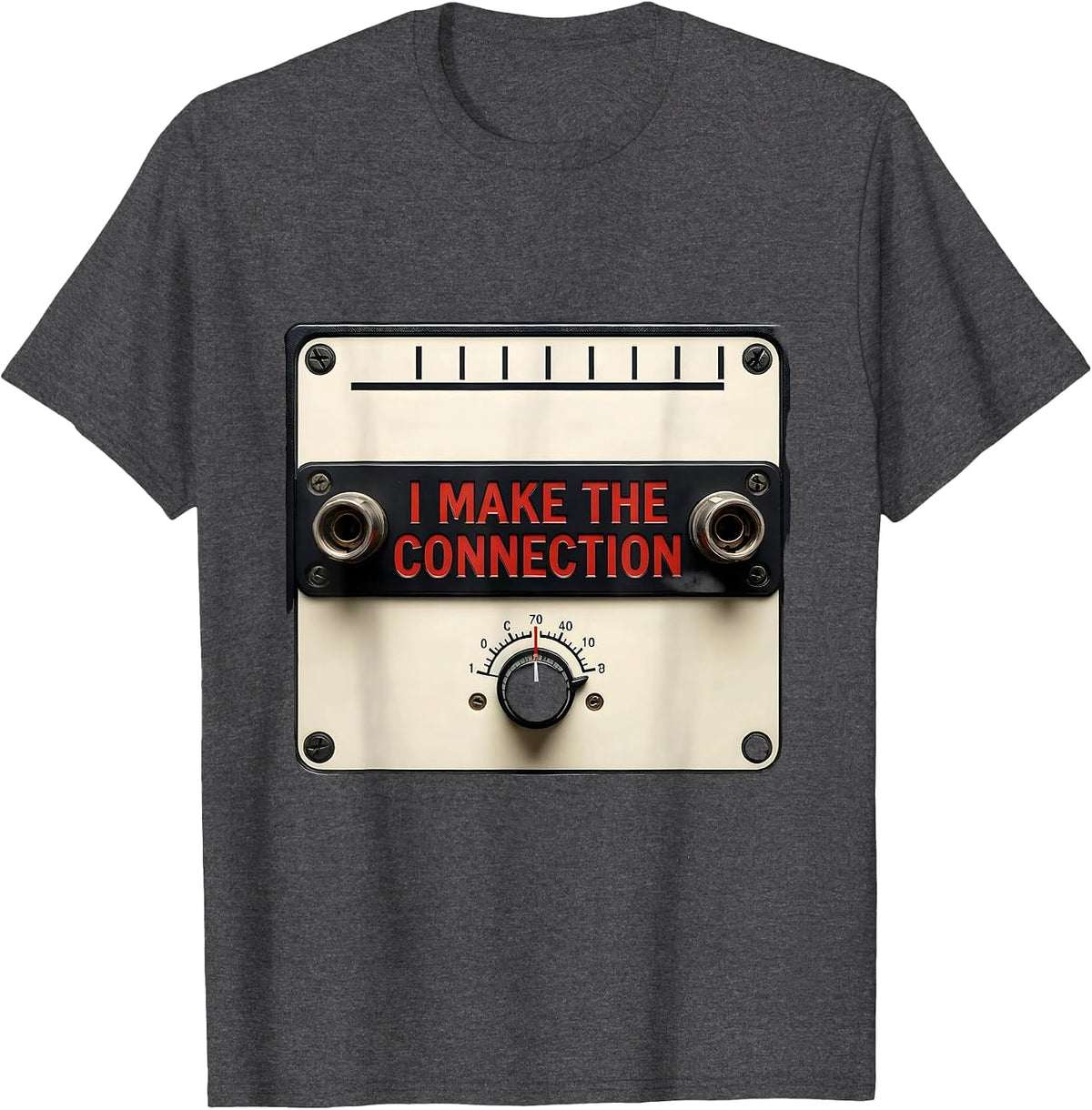 Men's I Make The Connection Funny Ham Radio Operator Hobbyist T-Shirt - Dark Heather Grey