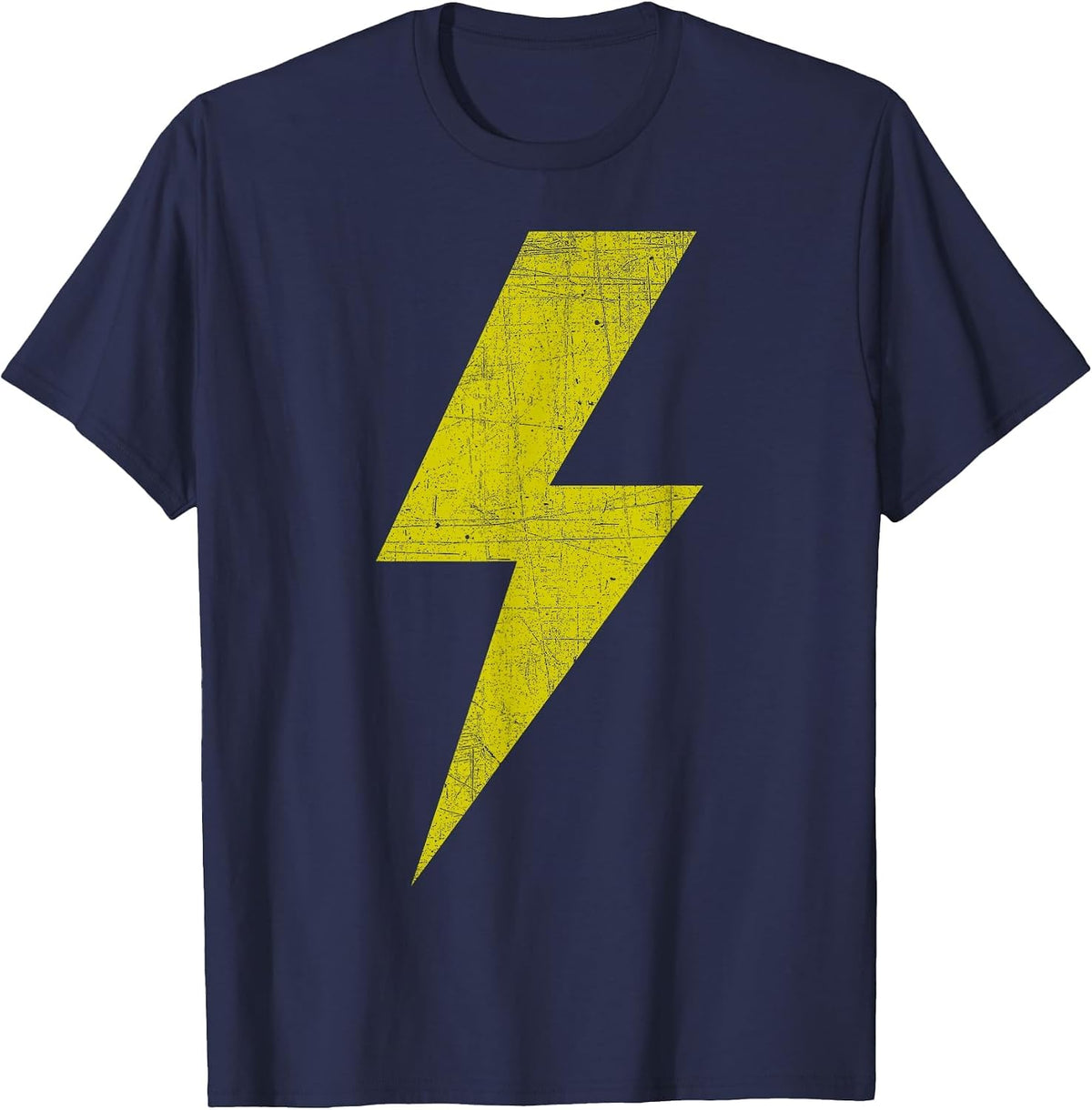 Yellow Team Bolt of Lightning Game Design T-Shirt - Navy Blue
