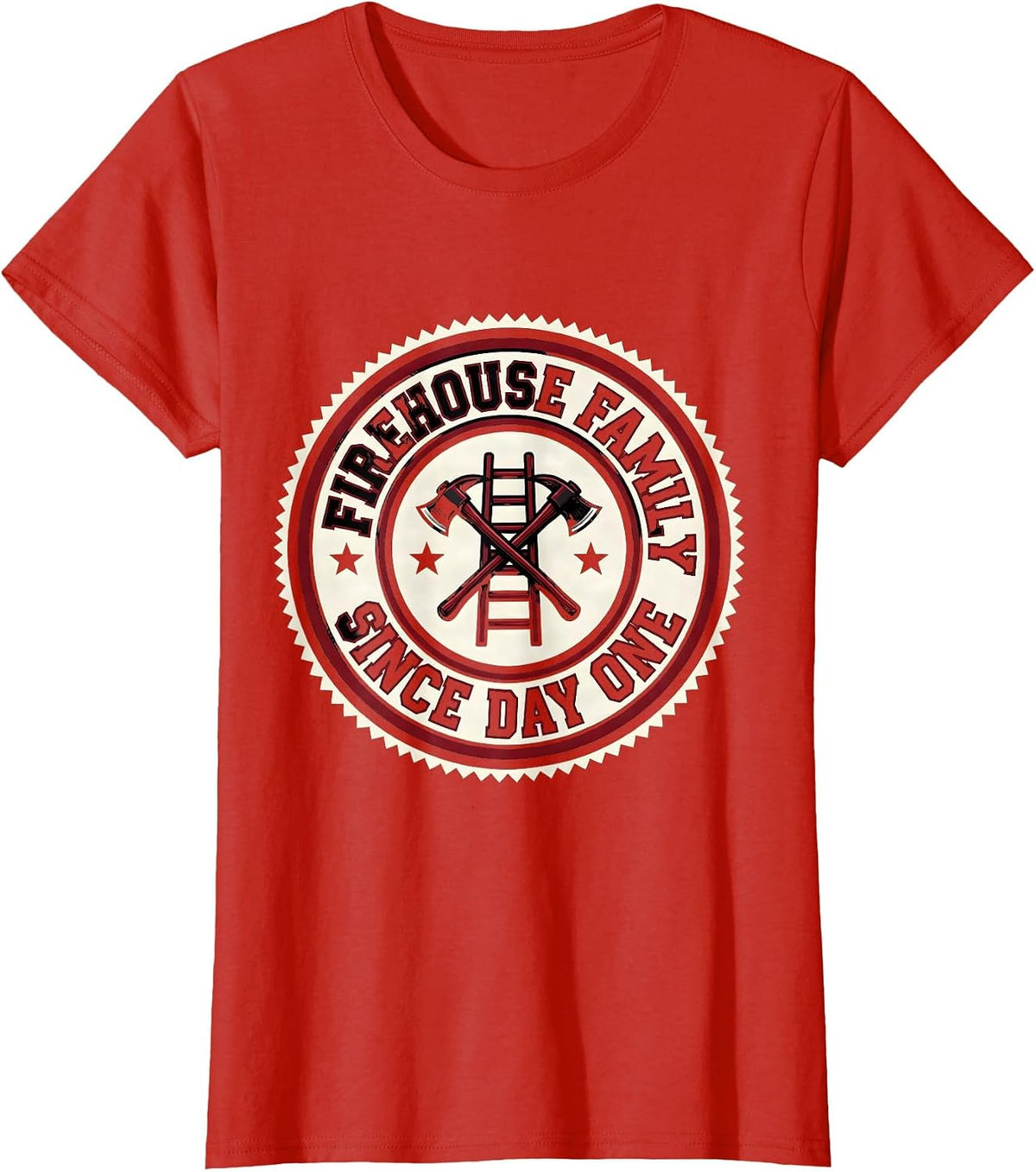 Firehouse Family Since Day One Sports Firefighter Pride T-Shirt - Red