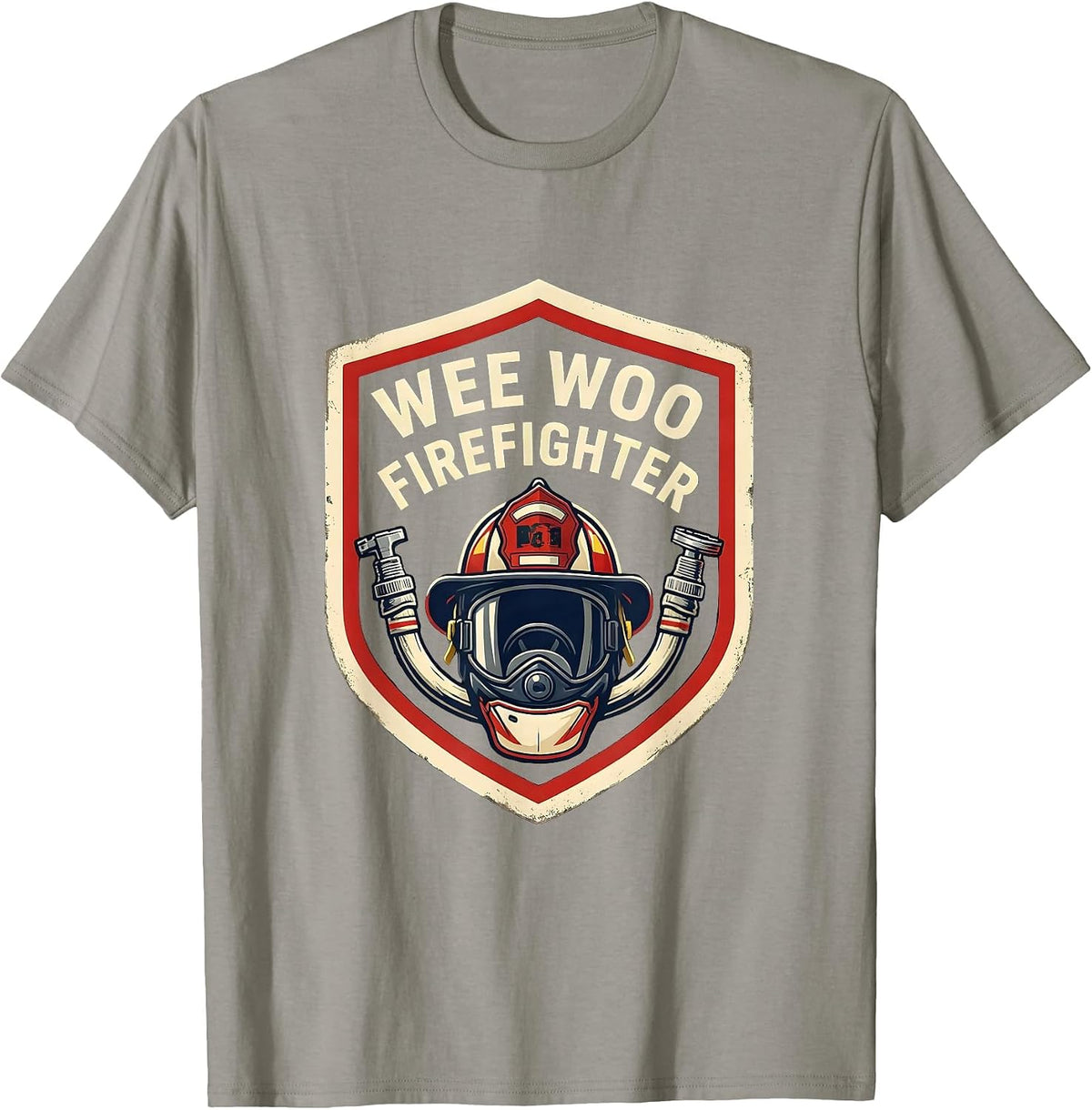 Men's Wee Woo Firefighter Emblem Firefighter Family Humor T-Shirt - Slate Grey