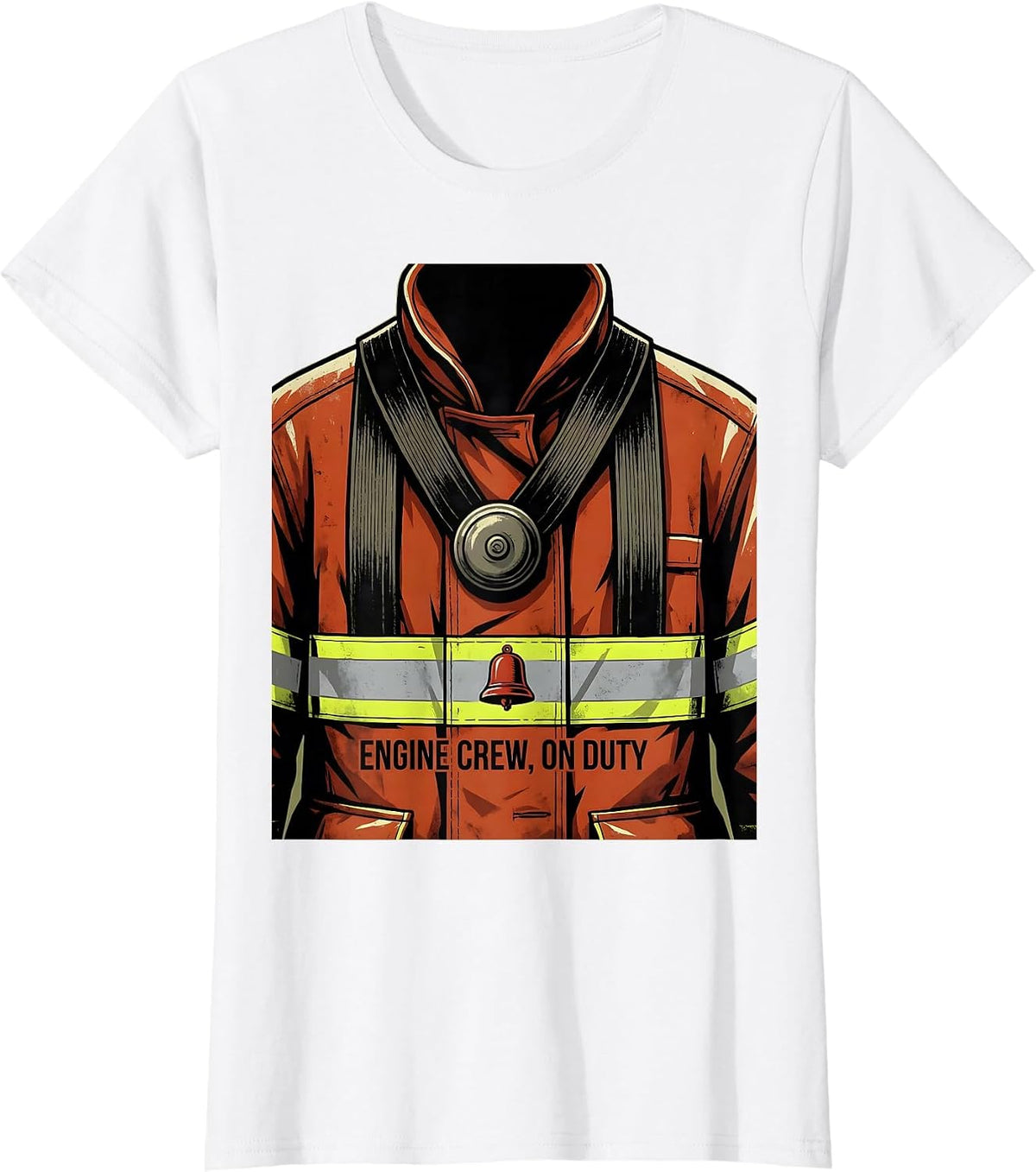 Women's ENGINE CREW ON DUTY Vintage Firefighter Humor Fireman Pride T-Shirt - White