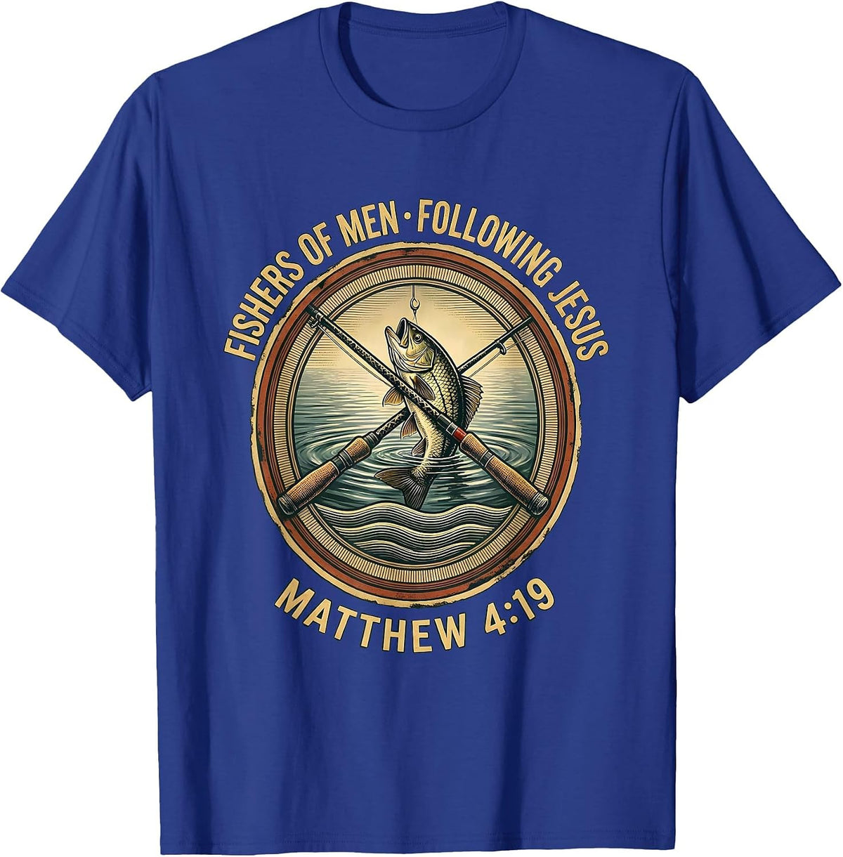 Fishers Of Men, Following Jesus — Matthew 4:19 Dad T-Shirt - Royal Blue