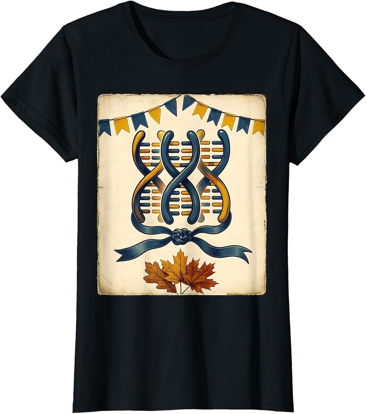Women's Vintage Chromosome Ribbon October Down Syndrome Awareness T-Shirt - Black