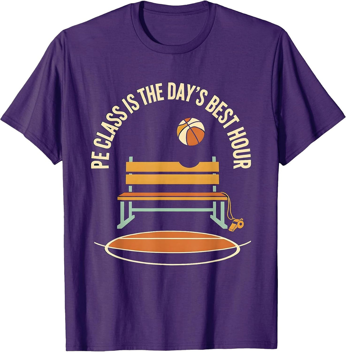 PE Class Is The Day's Best Hour Funny PE Teacher Back T-Shirt - Purple