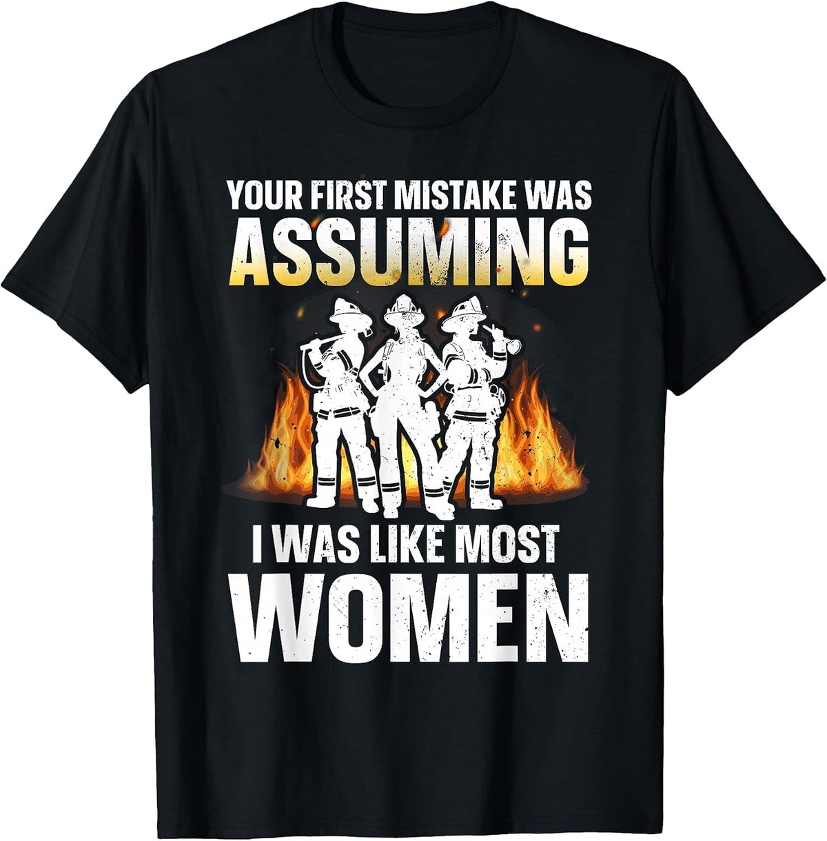Funny Firefighter Art for Women Girls Fire Fighter Firewoman T-Shirt - Black