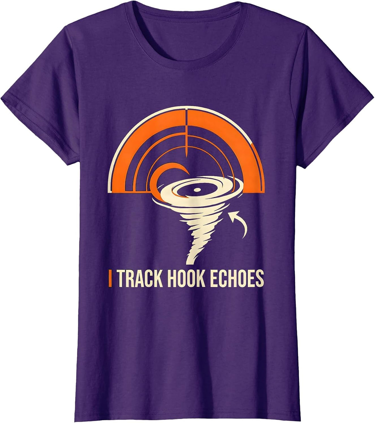 Women's I Track Hook Echoes Stencil Graphic Storm Chaser Meteorology T-Shirt - Purple