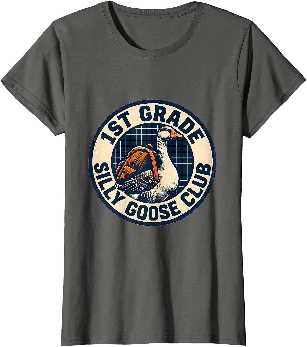Women's 1st Grade Silly Goose Club Funny Teacher Back To School T-Shirt - Asphalt Grey