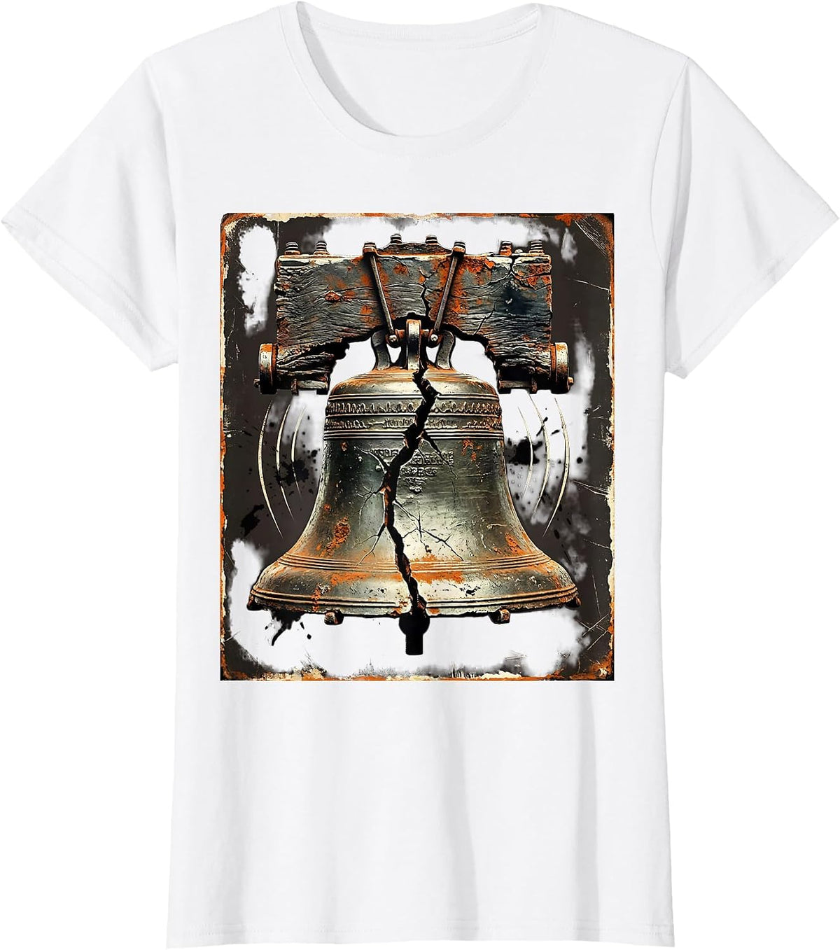 Vintage Cracked School Bell Ringing Graphic T-Shirt - White