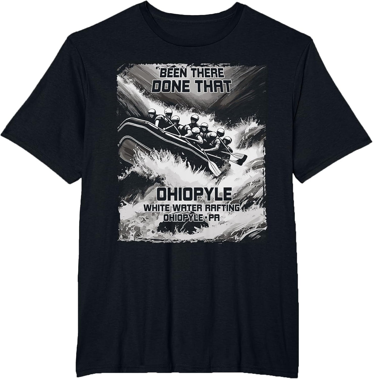 Ohiopyle White Water Rafting River Rapids Pennsylvania Raft T-Shirt - Black