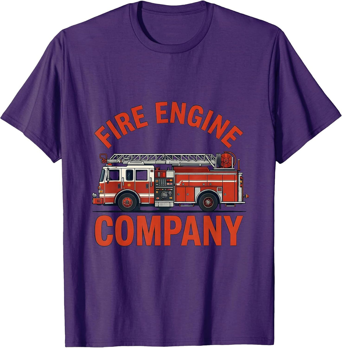 Fire Engine Company Illustration Firefighter Family Pride T-Shirt - Purple