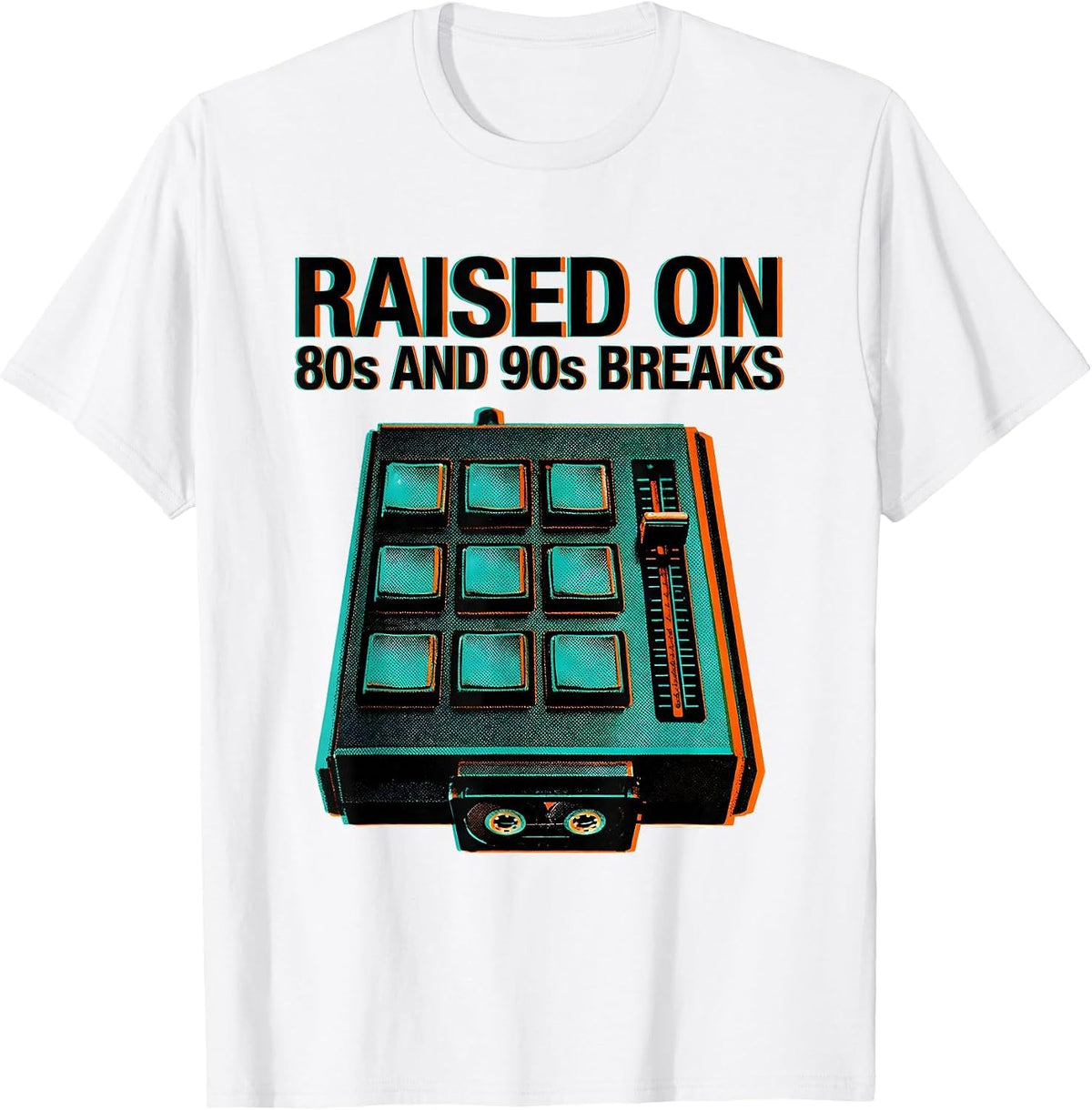 Men's Raised On 80s And 90s Breaks Vintage Hip Hop Rap Lyric T-Shirt - White