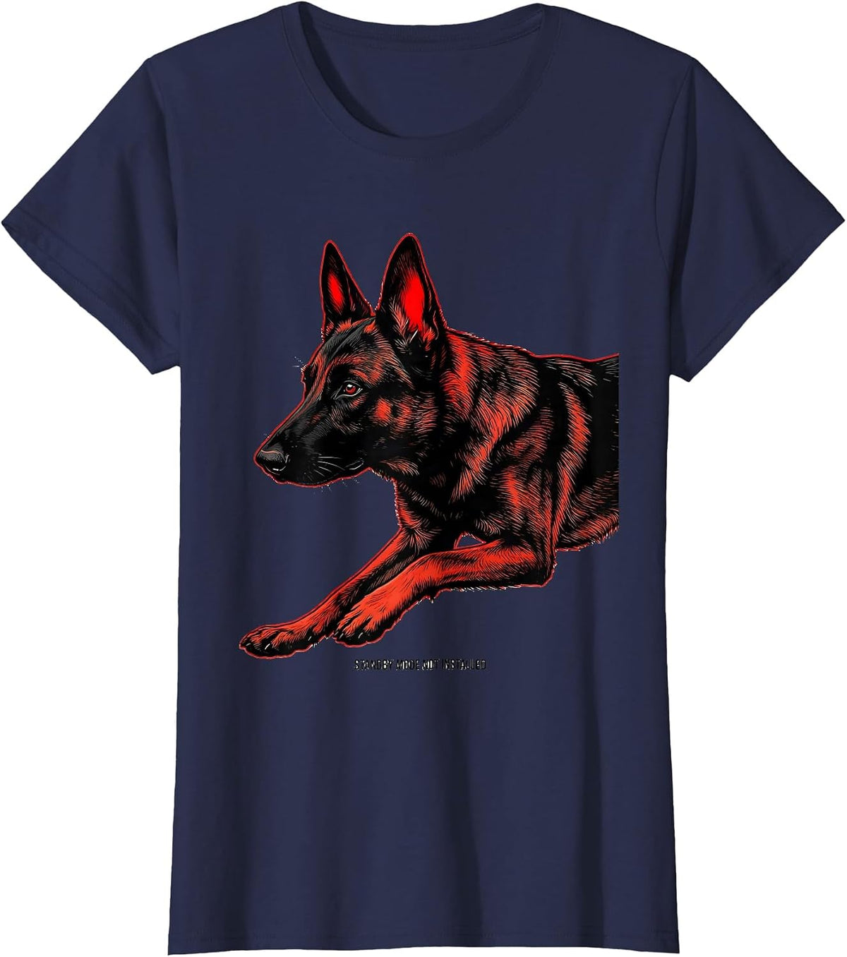 Women's Standby Mode Not Installed Funny Belgian Malinois Dog Owner T-Shirt - Navy Blue