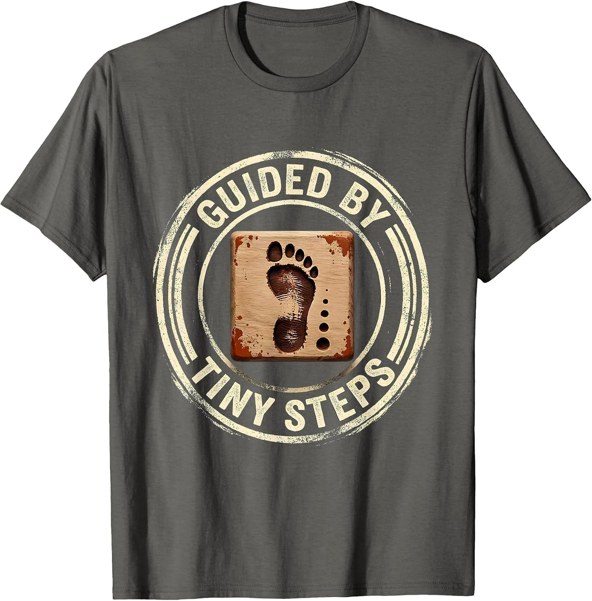 Guided By Tiny Steps Teacher Back To School Rubber Stamp T-Shirt - Asphalt Grey