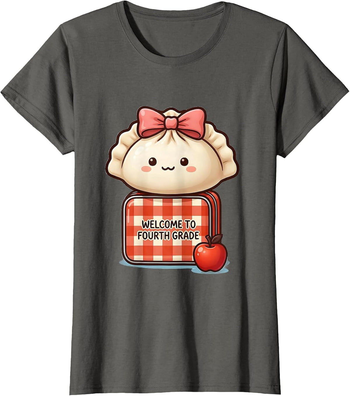 Women's Welcome to Fourth Grade Cute Dumpling Girl First Day T-Shirt - Asphalt Grey