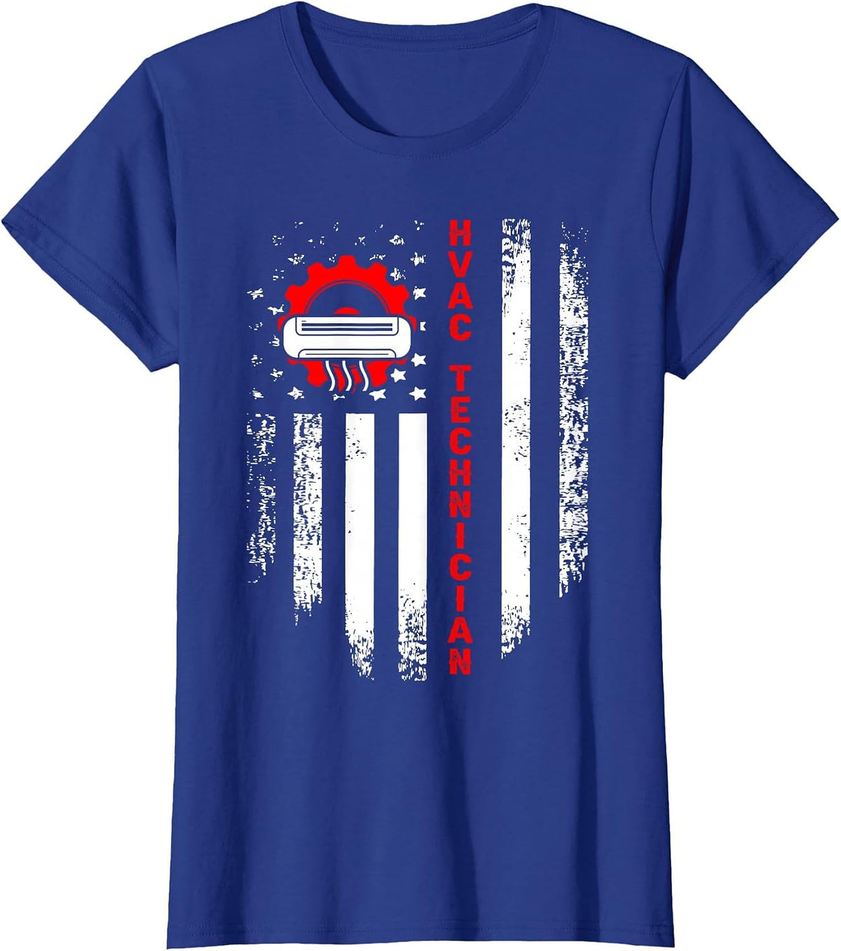HVAC Technician USA Flag Mechanic Repairman T-Shirt - Royal Blue