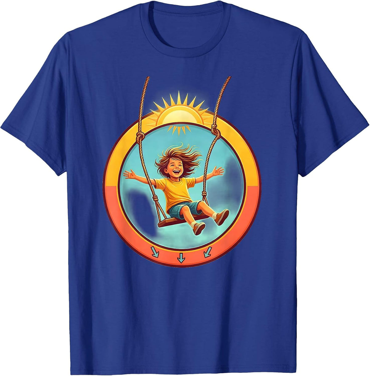 Men's Down Syndrome Awareness Playground Swing Illustration T-Shirt - Royal Blue