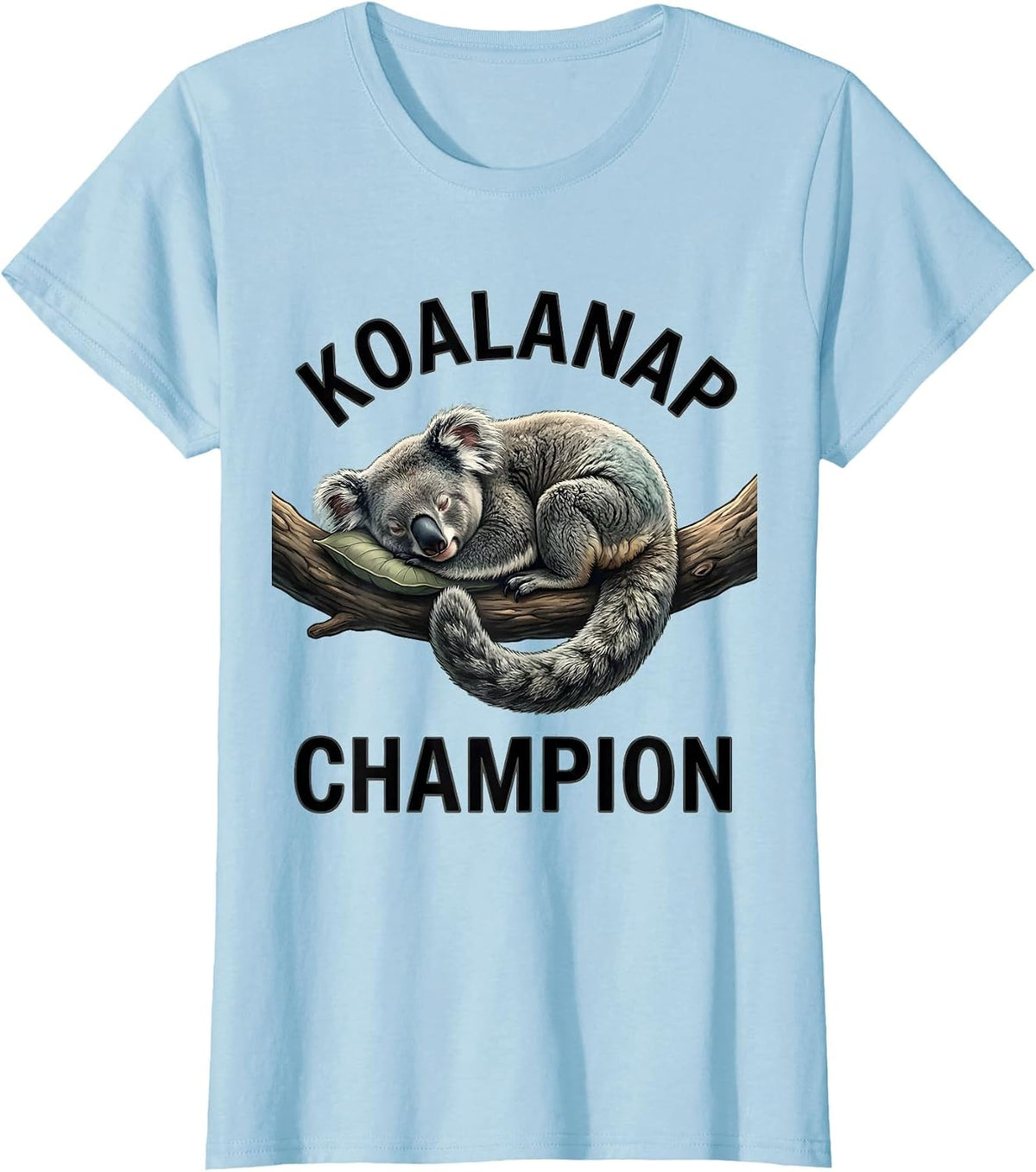 Women's Koalanap Champion Cute Sleeping Koala Animal Lover T-Shirt - Baby Blue