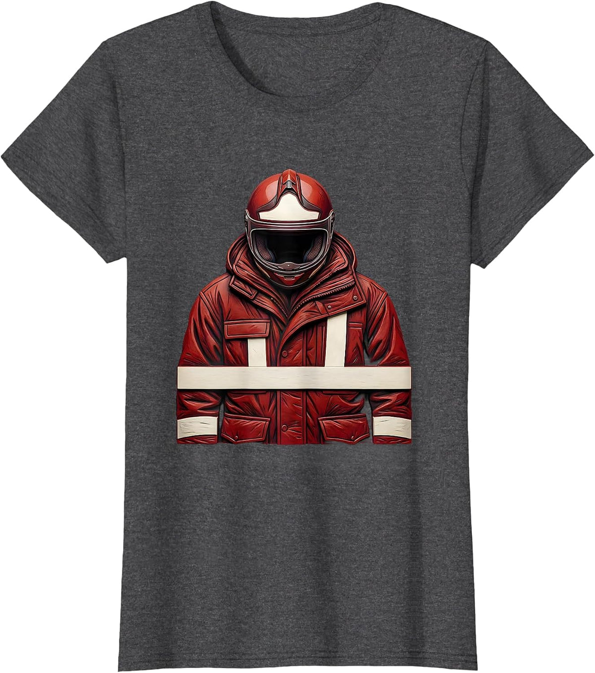 Women's Folded Turnout Coat Firefighter Humor Gift T-Shirt - Dark Heather Grey