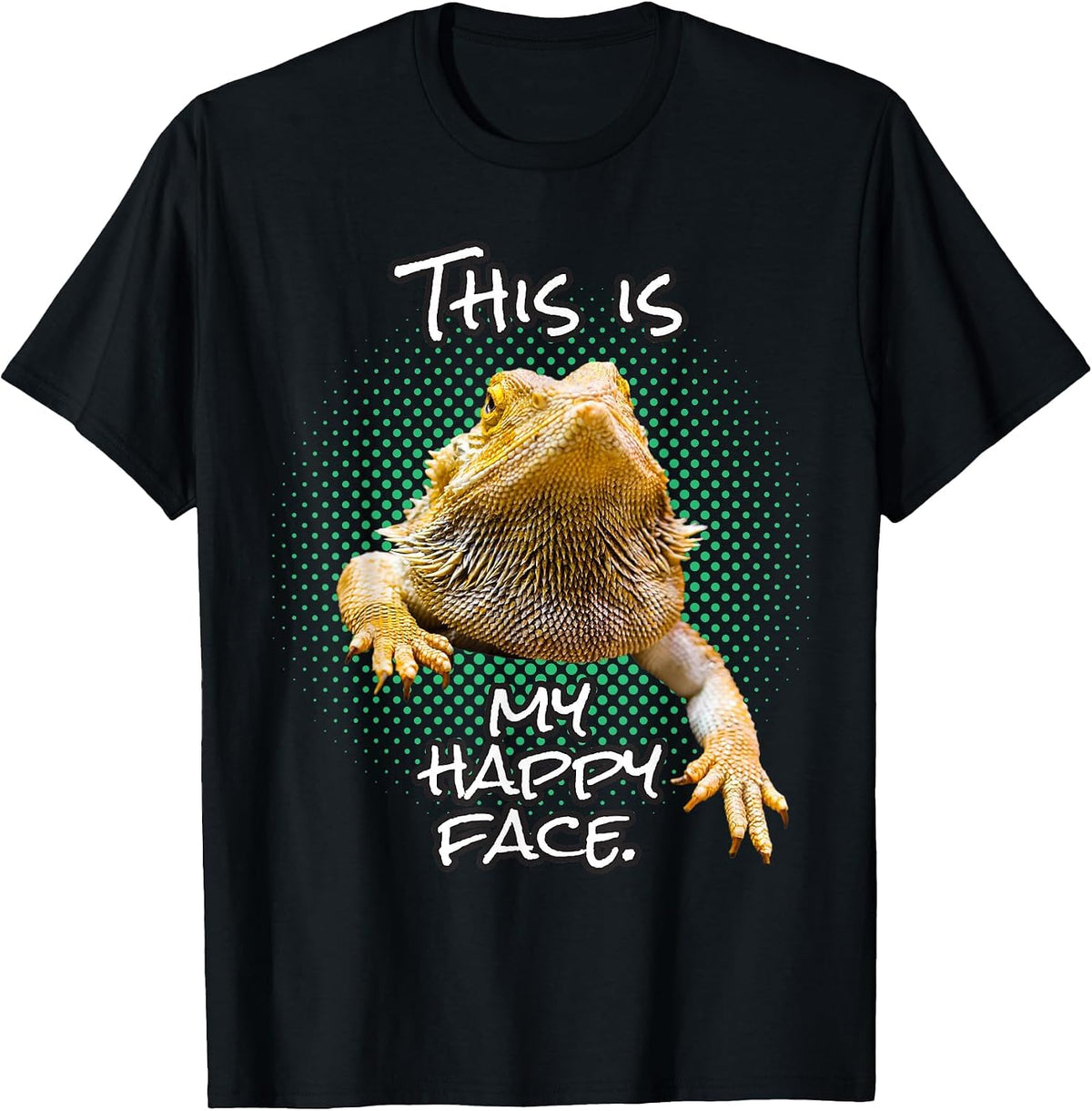 This is My Happy Face Bearded Dragon Funny Reptile T-Shirt - Black