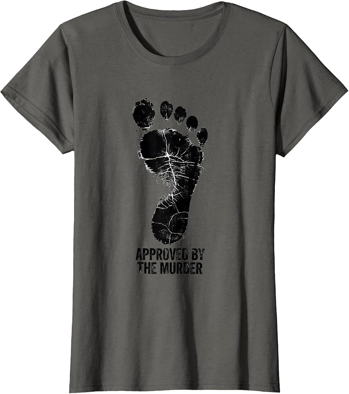 Women's Approved By The Murder Rubber Stamp Crow Bird Fan Humor T-Shirt - Asphalt Grey