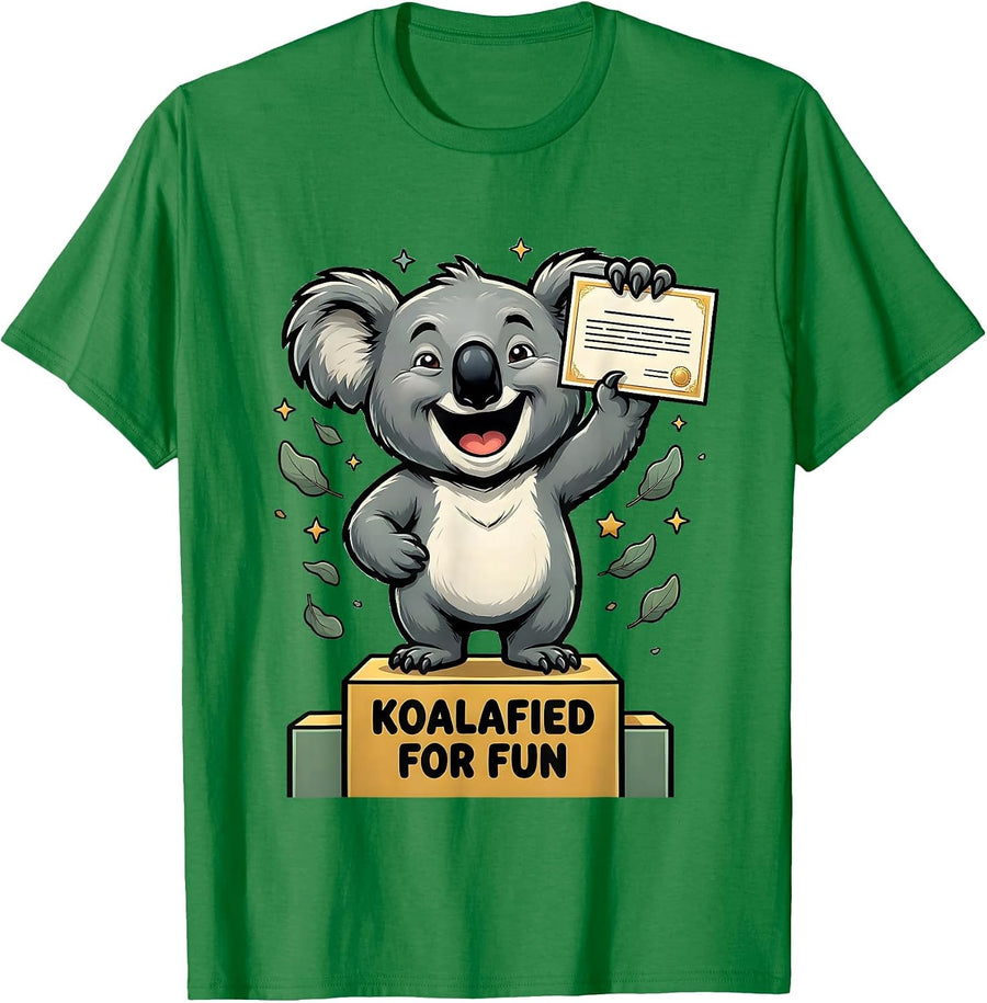 Men's Koalafied For Fun Cartoon Koala Pun Humor Gift T-Shirt - Kelly Green