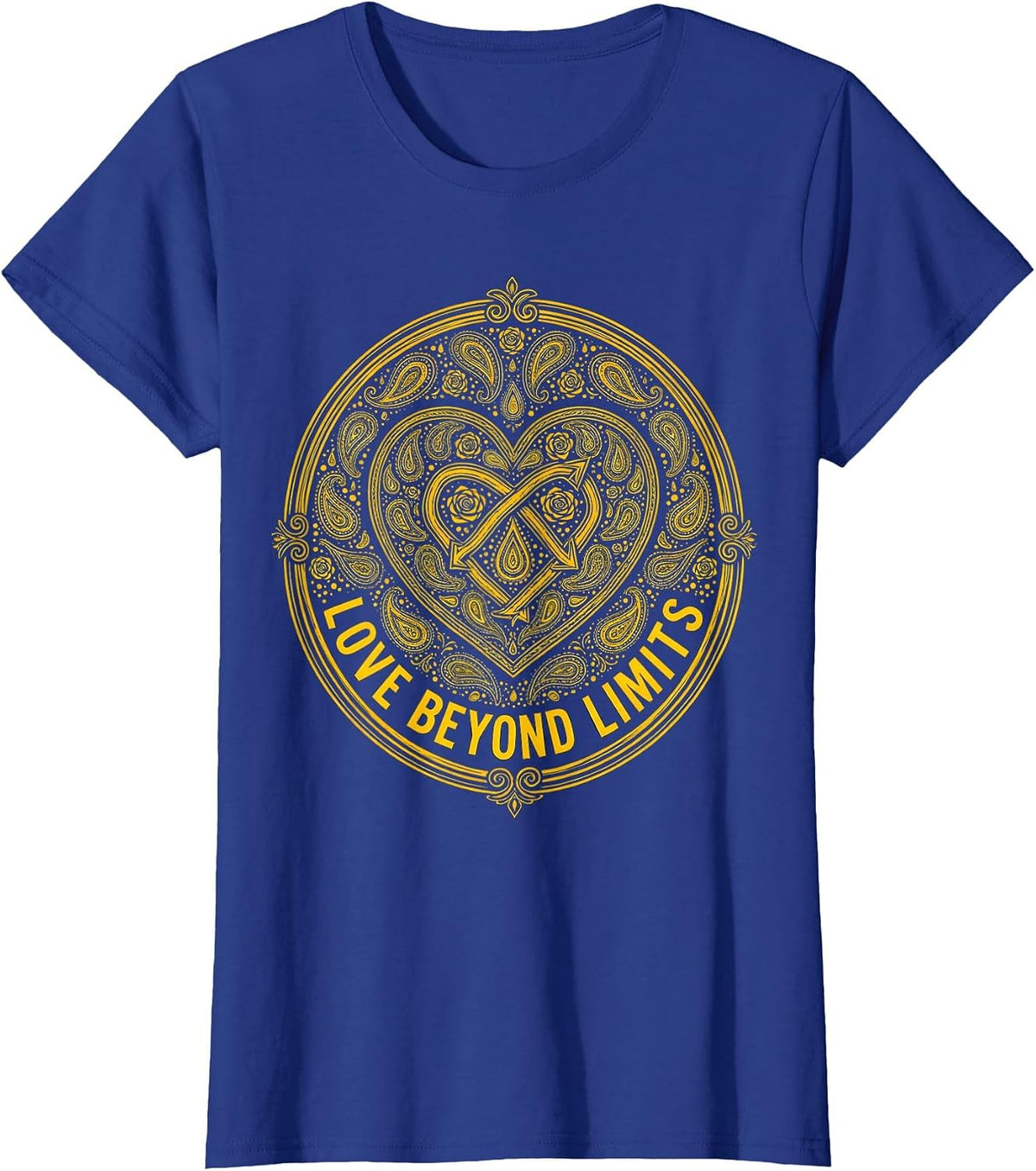 Women's Love Beyond Limits Down Syndrome Awareness Design T-Shirt - Royal Blue