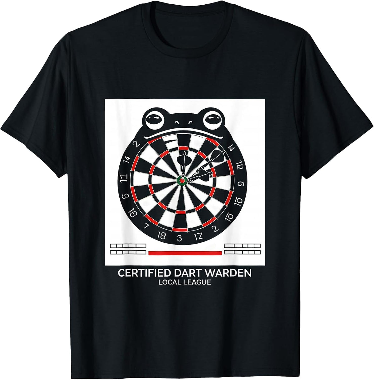 Men's Certified Dart Warden Local League Funny Grumpy Frog T-Shirt - Black