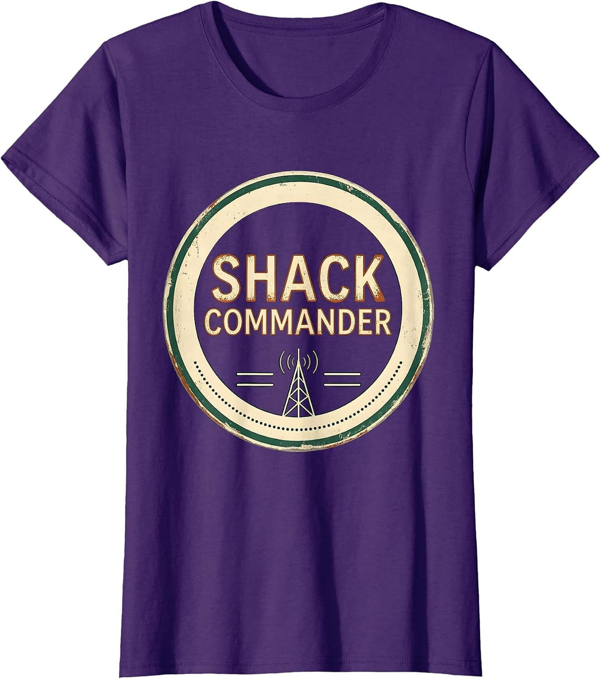 Women's Shack Commander Vintage Ham Radio Operator Hobbyist Humor T-Shirt - Purple