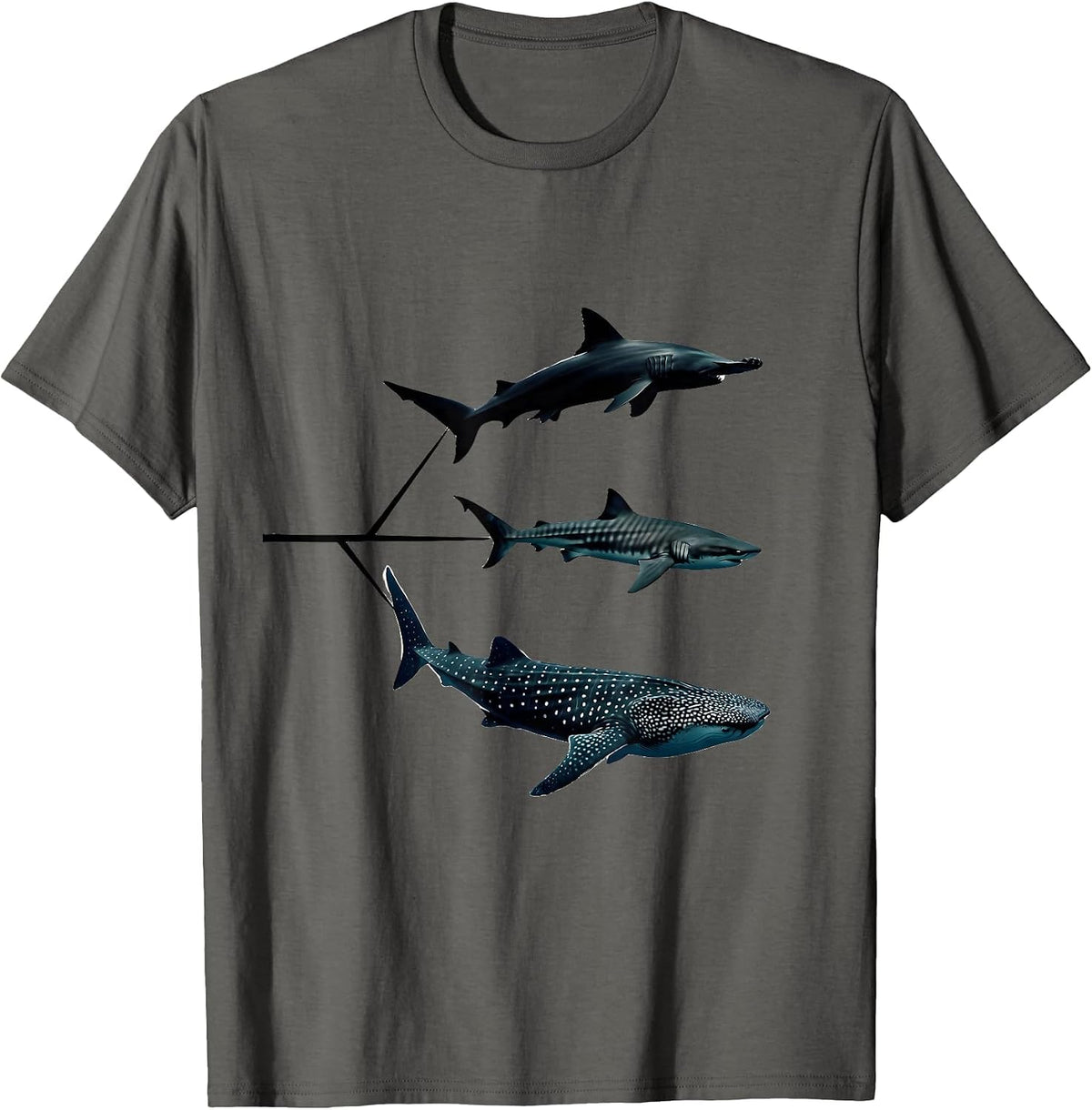 Shark Species Minimalist Ocean Animal Lover Gift T-Shirt - Asphalt Grey