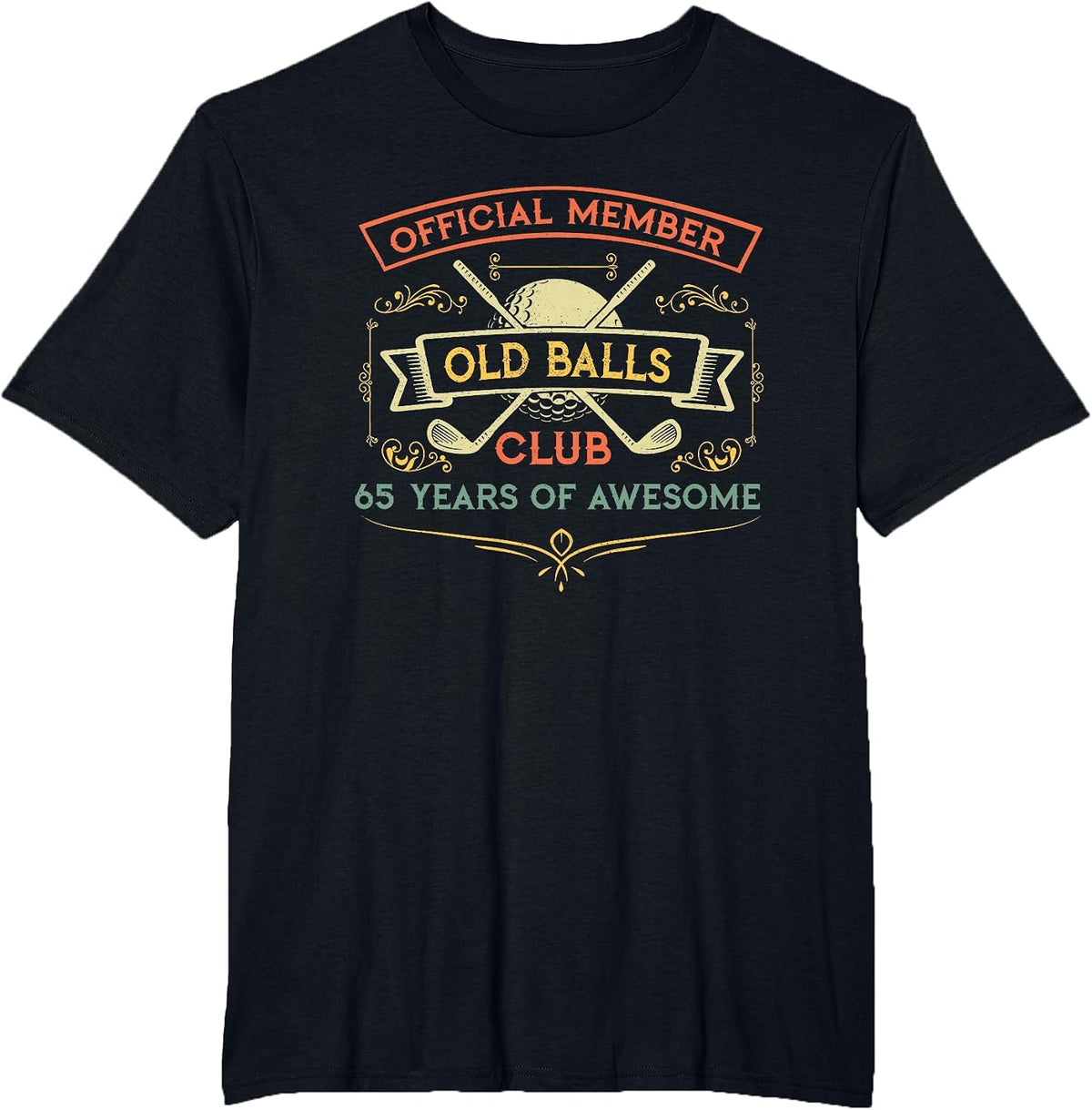 Funny 65th Birthday Old Balls Club 65 Year Old Golfer T-Shirt - Black