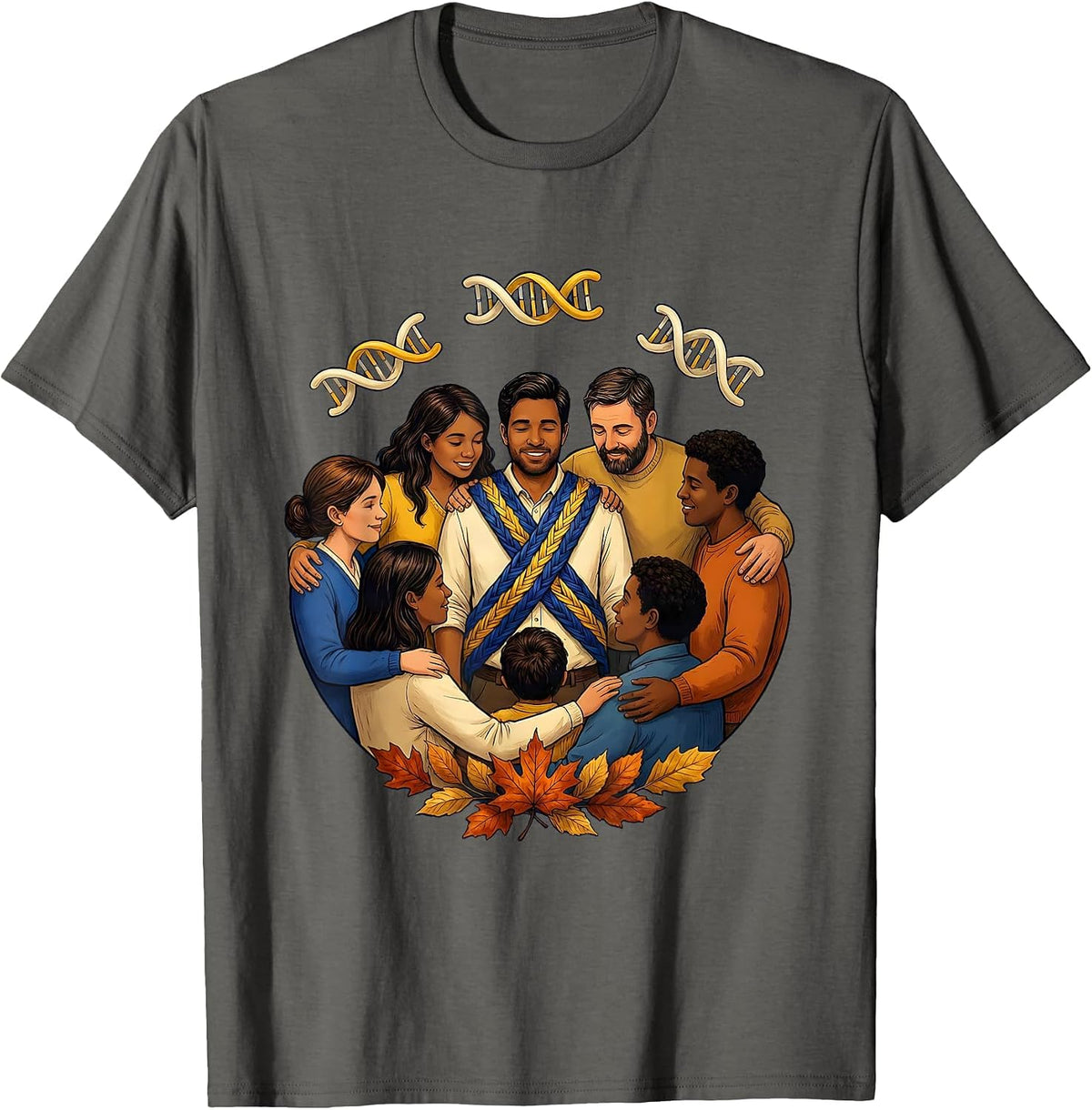 Men's Storybook Family Circle Down Syndrome Awareness October T-Shirt - Asphalt Grey