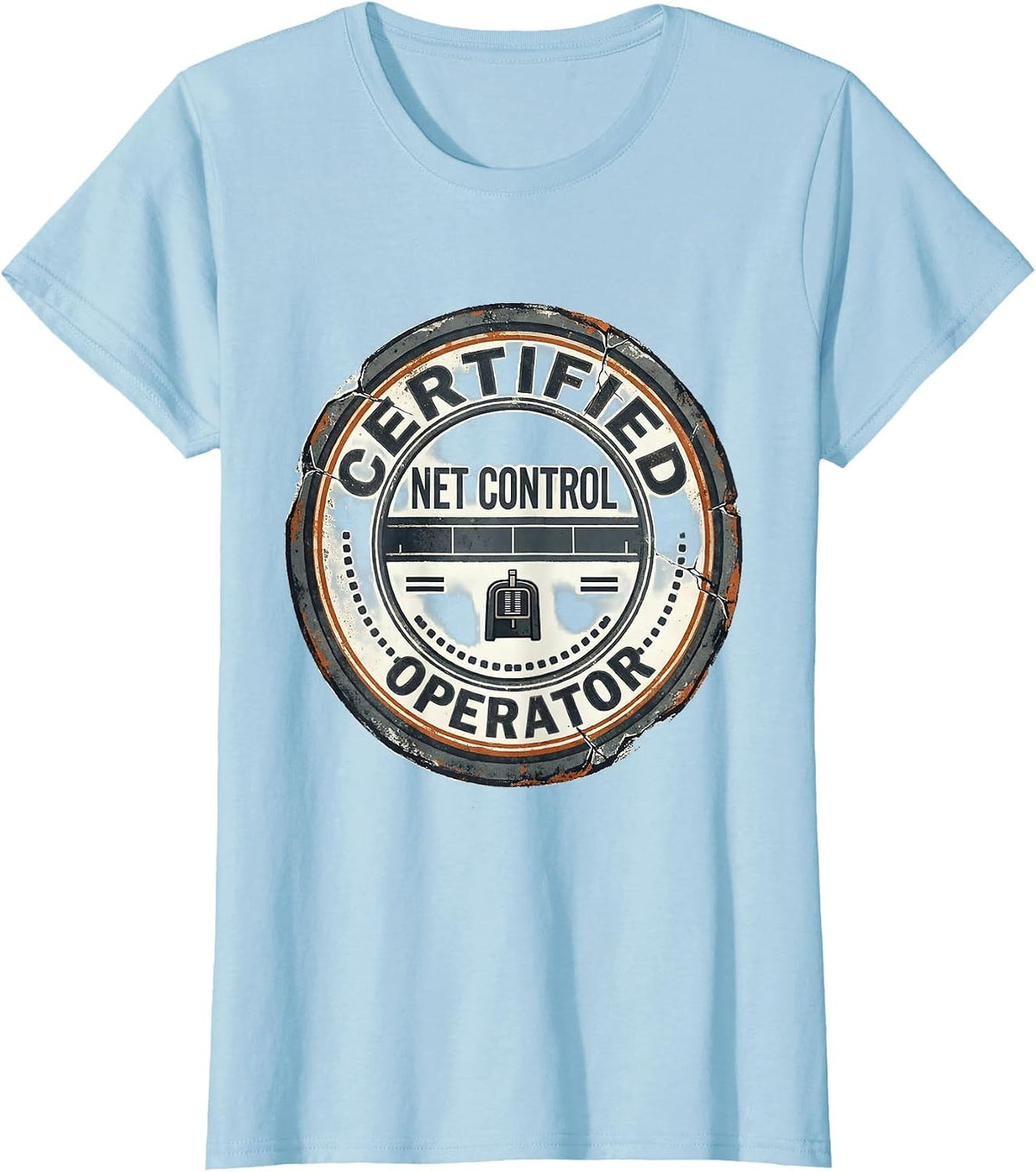 Certified Net Control Operator Distressed Ham Radio Operator T-Shirt - Baby Blue