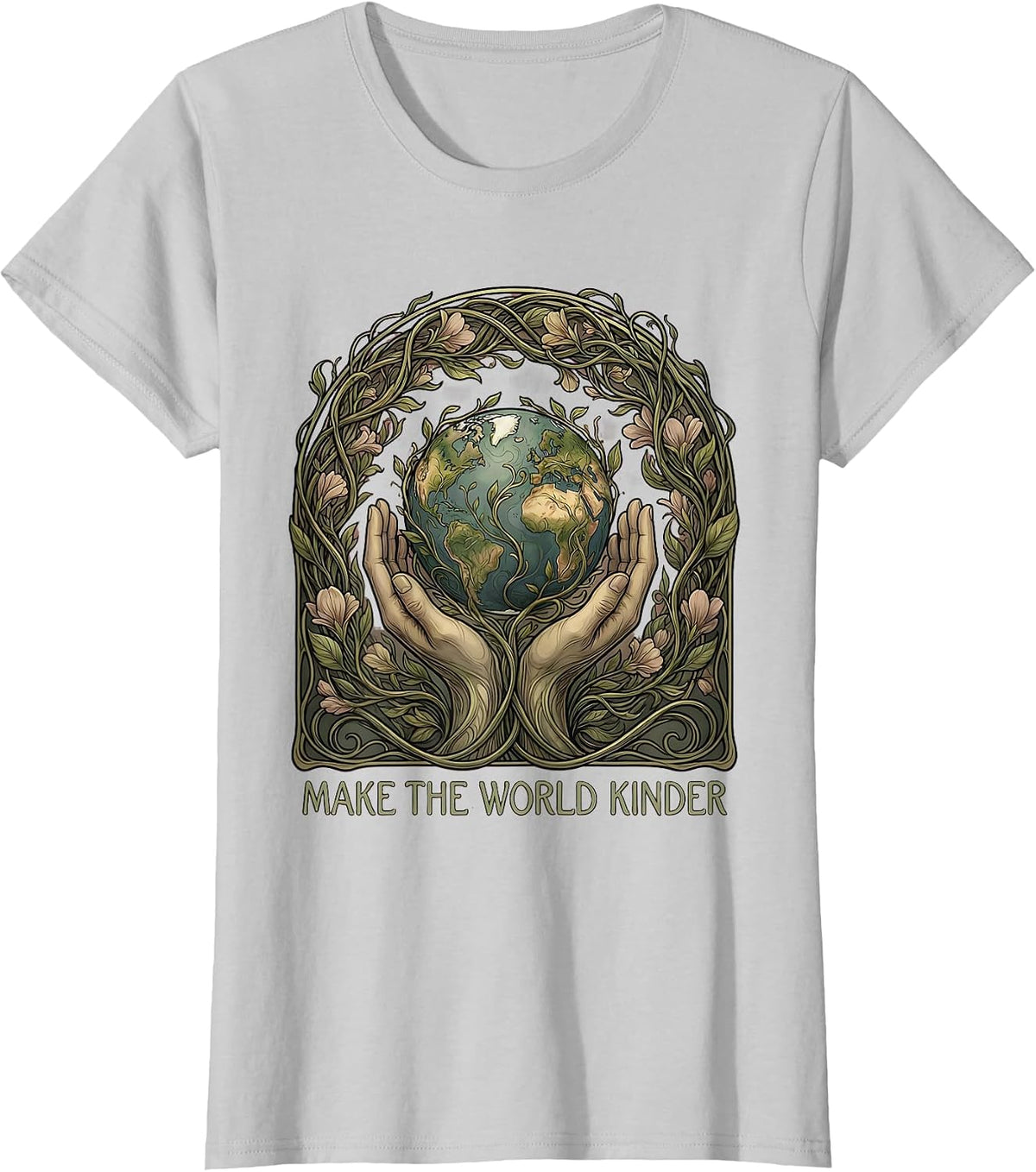 Make The World Kinder Kindness Graphic Design T-Shirt - Silver Grey