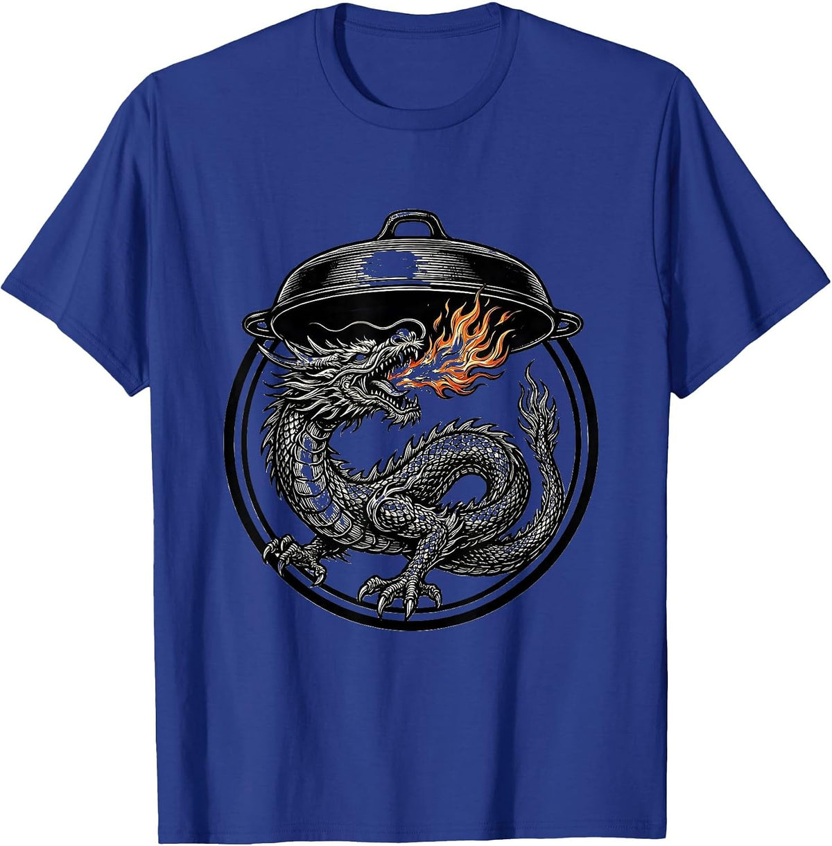 Dragon Fire Chef Cooking Graphic T-Shirt - Royal Blue