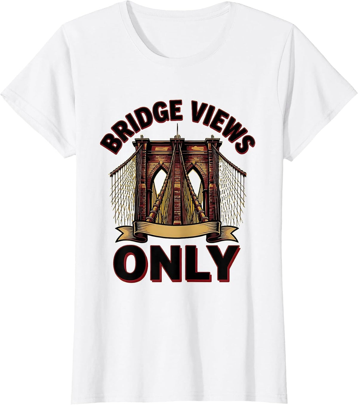 Bridge Views Only Brooklyn Graphic Design T-Shirt - White