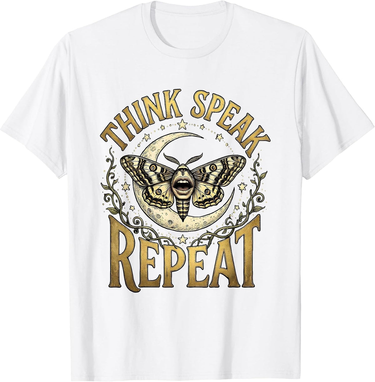 Men's Think Speak Repeat Free Speech Graphic Design T-Shirt - White