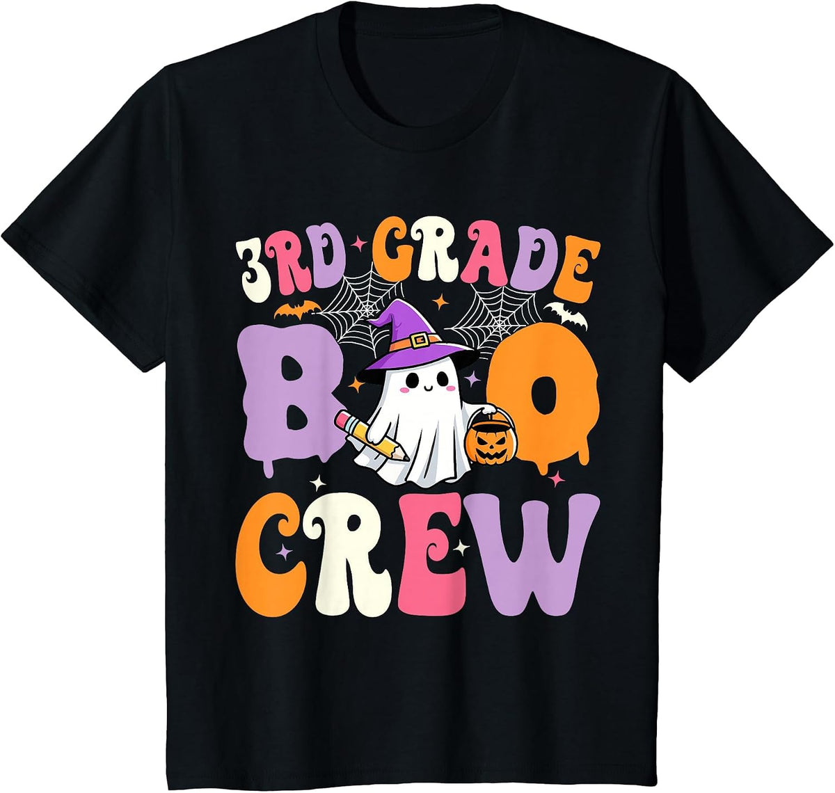 3rd Grade Boo Crew Spooky Third Grade Halloween Teacher T-Shirt - Black