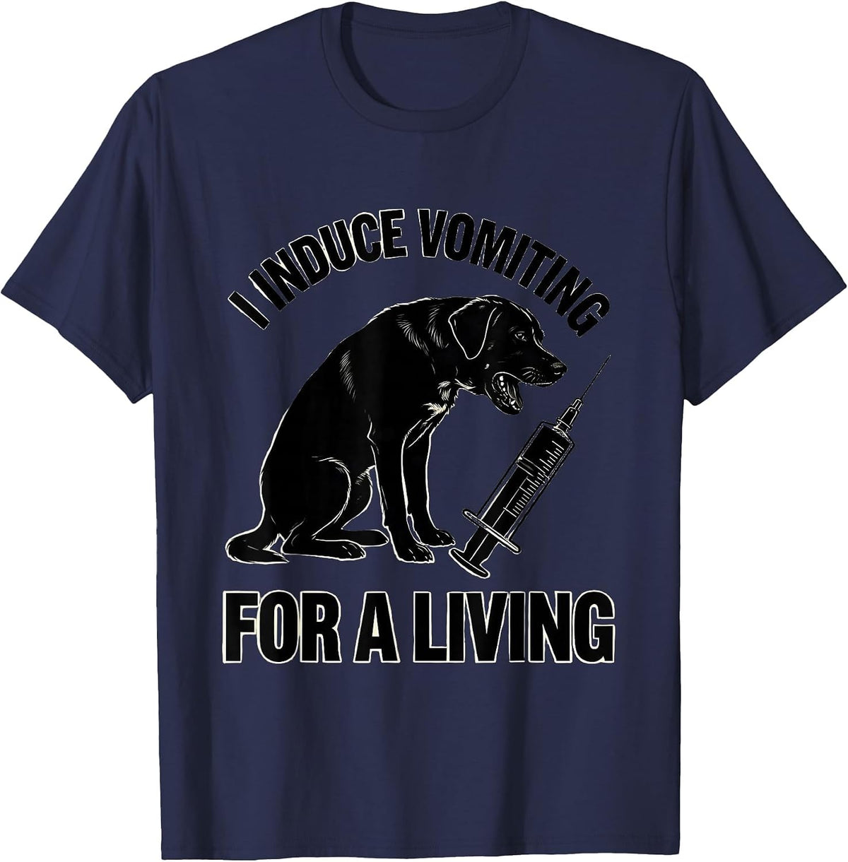 Men's I Induce Vomiting For A Living Funny Veterinarian Vet Tech T-Shirt - Navy Blue