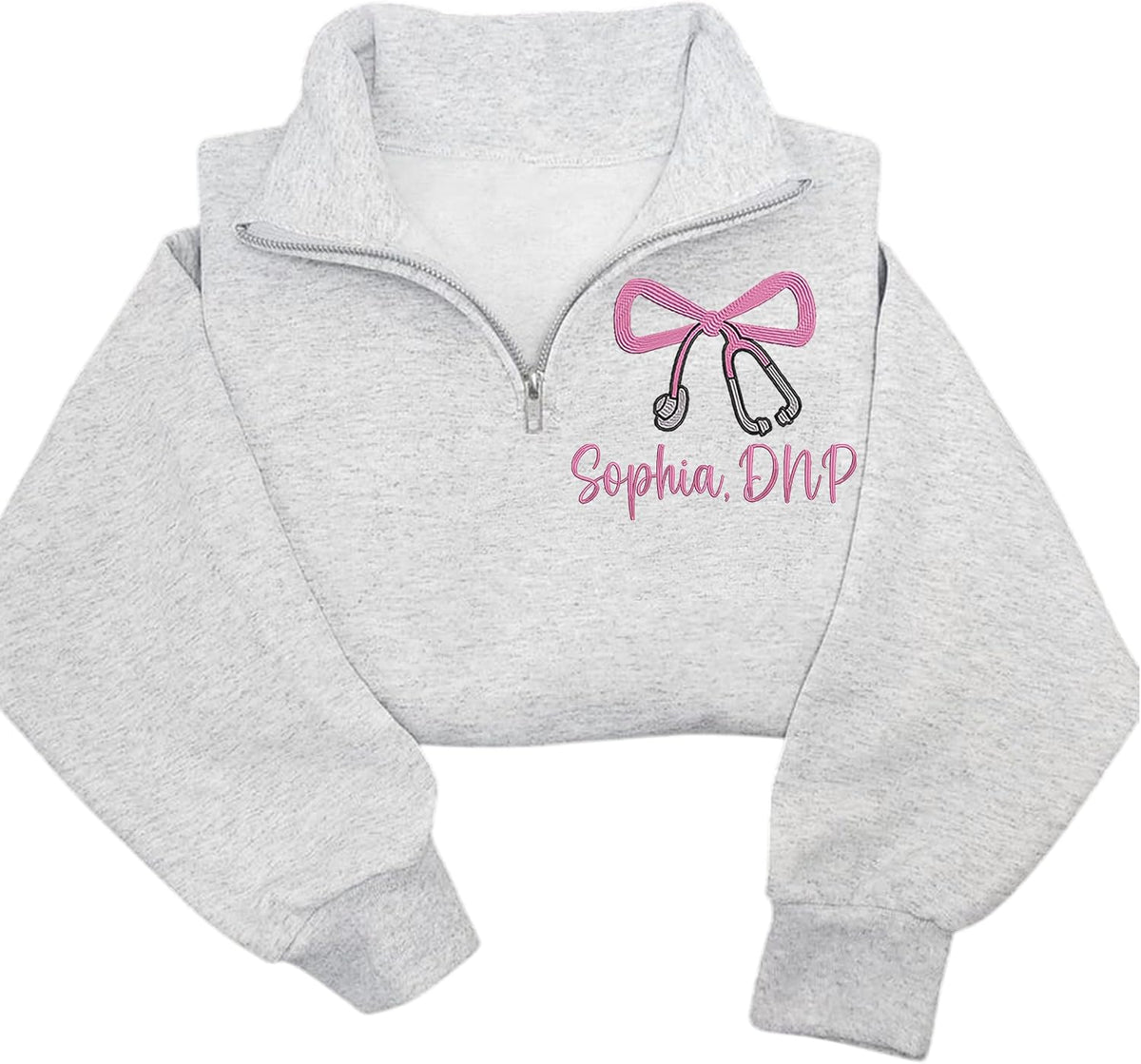Personalized Nurse Quater Zip Embroidered Sweatshirt, Custom RN CNA ICU MSN, Graduation for Nurse - Nurse Sweatshirt 18