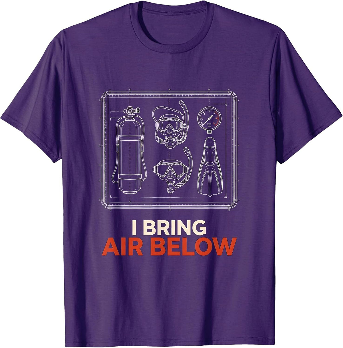Men's I Bring Air Below Funny Scuba Diver Humor Gift T-Shirt - Purple