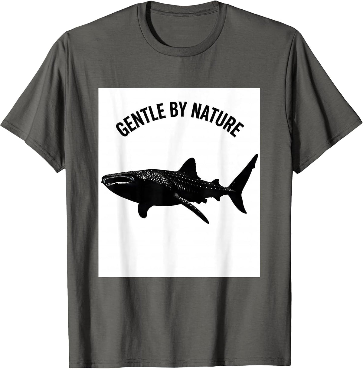 Gentle By Nature Silhouette Whale Shark Marine Wildlife T-Shirt - Asphalt Grey