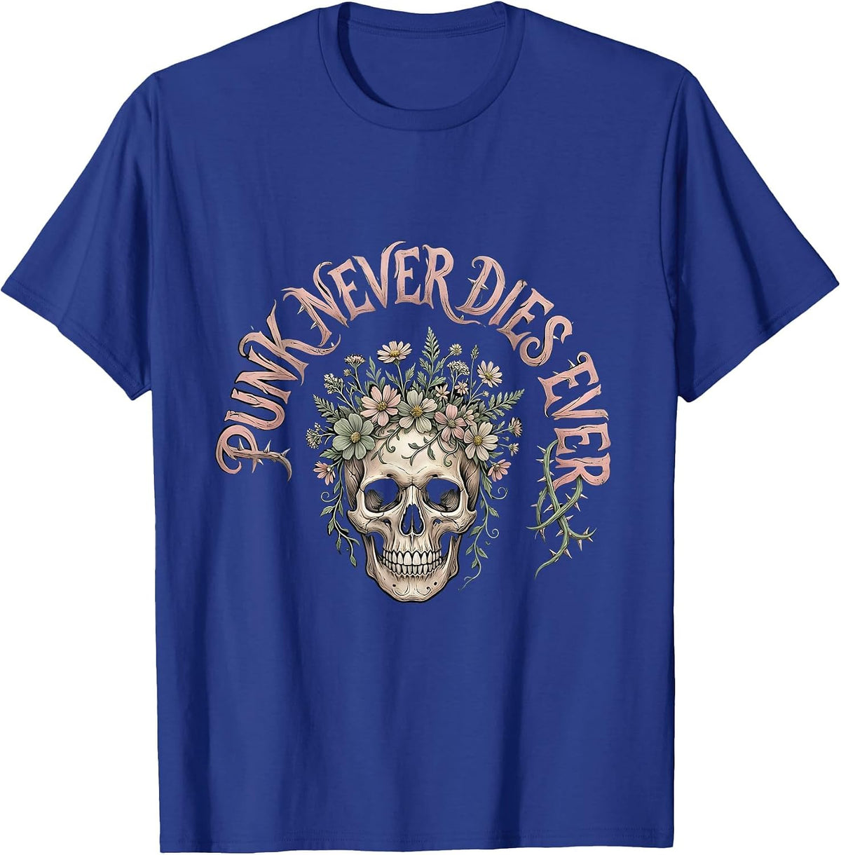 Punk Never Dies Ever Bold Rebellion Design T-Shirt - Royal Blue